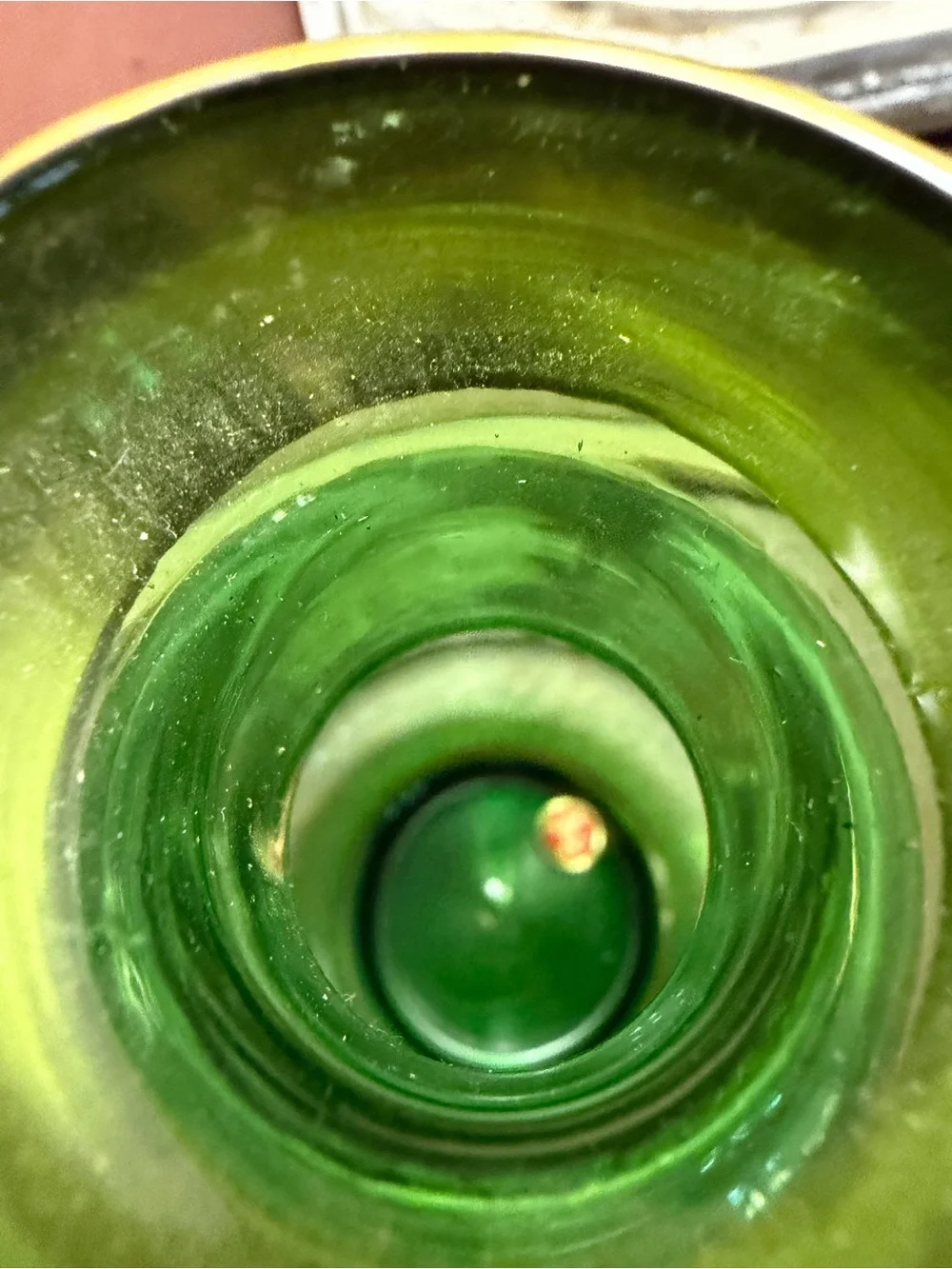 vintage mid-century green glass liqueur or cordial decanter Italian no stopper